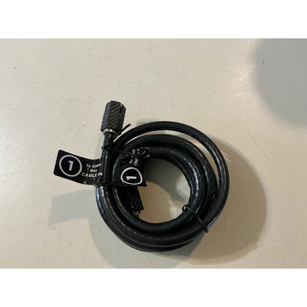 New Black Coaxial Cable RG6 F-Type Connector TV Internet Signal Wire 6ft Labeled